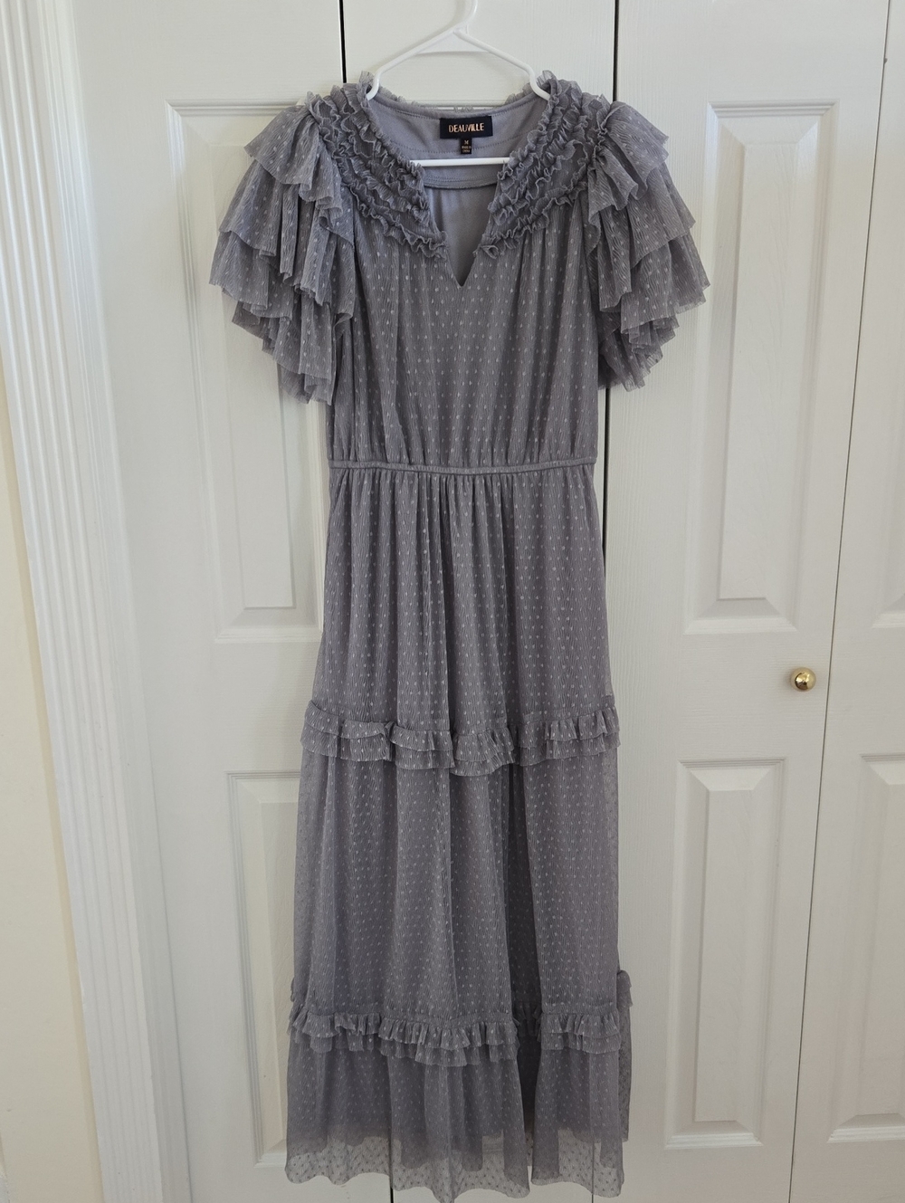 Deauville Grey Ruffled Midi Dress